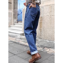 Saucezhan 315XX-18SX Men Jeans Washed Jeans Selvedge Denim Jeans for Men Distressed Jeans Taper Fit Zipper Fly 18 oz