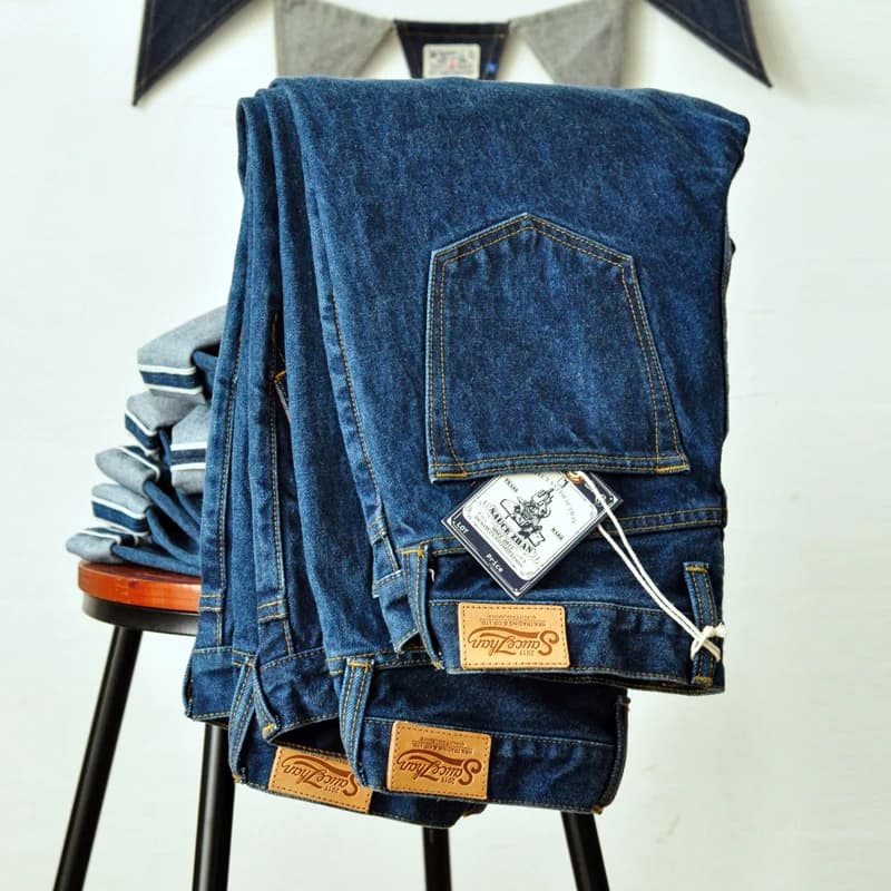 Saucezhan 315XX-18SX Men Jeans Washed Jeans Selvedge Denim Jeans for Men Distressed Jeans Taper Fit Zipper Fly 18 oz