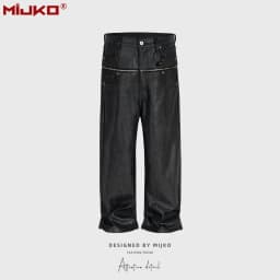 MIJKO Unisex Brush Wax Zipper Original Cow Jeans Men's and Women's Denim Pants ZJ117