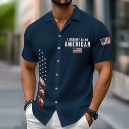 Men's US Flag Patriotic America's 250th Anniversary Button Up Shirt Short Sleeve Fashion Casual Holiday Casual Daily Summer