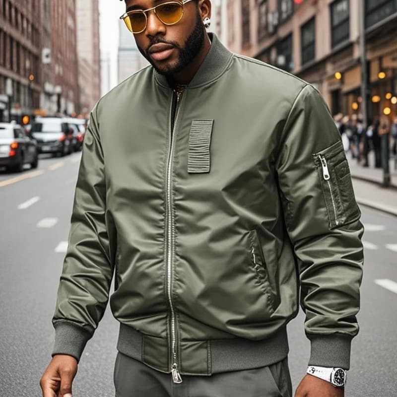 MA1 Pilot Jacket Men's American Retro Brand Stand Up Collar Bomber Jackets Men Loose Solid Color Casual Baseball Uniform Coat