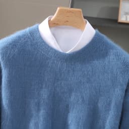 Luxury Men's 100% Mink Cashmere Thickening Sweater O-neck Grid Pullover Thick Knitwear Top Autumn Winter Anti-pilling Clothing