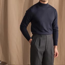 Mr. Lusan Half-turtleneck Sweater Men's Pullover Sweater Knitted Wool Sweater Slim-fit Inner Thin Base Shirt Trendy