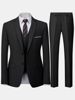 Men's Burgundy 2-Piece Suit Set (Blazer + Trousers Only, No Vest Included),Slim Fit Formal Business Wedding Party Jacket & Pants
