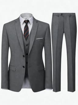 Men's Burgundy 2-Piece Suit Set (Blazer + Trousers Only, No Vest Included),Slim Fit Formal Business Wedding Party Jacket & Pants