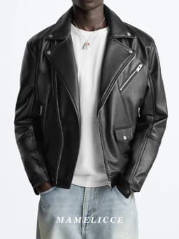 MAMELICCE Original design Rock punk style Slim fit leather coat Synthetic leather jackets Autumn and winter men's clothing tops