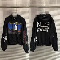 2026ss Protocol Zipper Hoodie Jacket High Quality Distressed Print Casual Unisex Long Sleeve Sweatshirt for Men Women