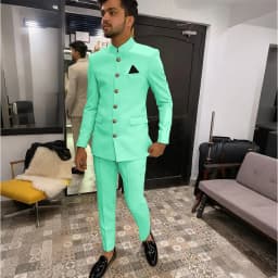 Skinny Biege Men Suit Single Breasted High Quality Stand-up Collar Business Formal Occasion Male Clothing Stylish Daily