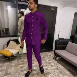Skinny Biege Men Suit Single Breasted High Quality Stand-up Collar Business Formal Occasion Male Clothing Stylish Daily
