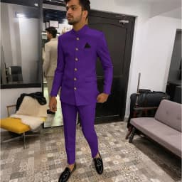 Skinny Biege Men Suit Single Breasted High Quality Stand-up Collar Business Formal Occasion Male Clothing Stylish Daily