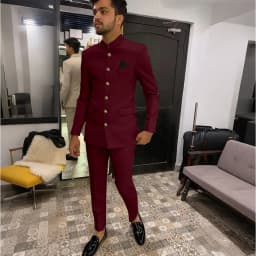 Skinny Biege Men Suit Single Breasted High Quality Stand-up Collar Business Formal Occasion Male Clothing Stylish Daily