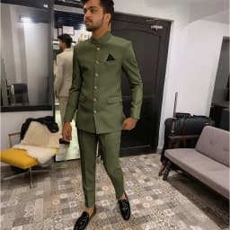 Skinny Biege Men Suit Single Breasted High Quality Stand-up Collar Business Formal Occasion Male Clothing Stylish Daily