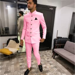 Skinny Biege Men Suit Single Breasted High Quality Stand-up Collar Business Formal Occasion Male Clothing Stylish Daily