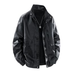 New Men's Outdoor High-quality Fashion Trend Imitation Leather Jacket Versatile for Autumn Winter Breathable and Warm Top