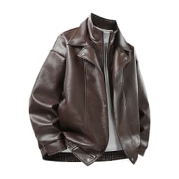 New Men's Outdoor High-quality Fashion Trend Imitation Leather Jacket Versatile for Autumn Winter Breathable and Warm Top