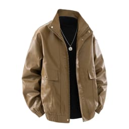 New Men's Outdoor High-quality Fashion Trend Imitation Leather Jacket Versatile for Autumn Winter Breathable and Warm Top