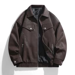 New Men's Outdoor High-quality Fashion Trend Imitation Leather Jacket Versatile for Autumn Winter Breathable and Warm Top