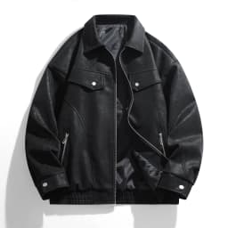 New Men's Outdoor High-quality Fashion Trend Imitation Leather Jacket Versatile for Autumn Winter Breathable and Warm Top