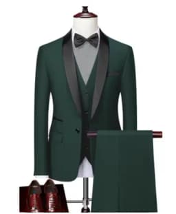 Black White Men Autumn Wedding Party Three Pieces Set Large Size Male Blazer Coat Pants and Vest Fashion Slim Fit Suit