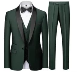 Black Men Autumn Wedding Party Three Pieces Set Large Size Male Blazer Coat Pants and Vest Fashion Slim Fit Suit