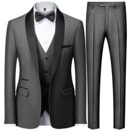 Black Men Autumn Wedding Party Three Pieces Set Large Size Male Blazer Coat Pants and Vest Fashion Slim Fit Suit