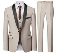 Black Men Autumn Wedding Party Three Pieces Set Large Size Male Blazer Coat Pants and Vest Fashion Slim Fit Suit