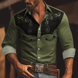 Men's Floral Print Ethnic Scrollwork Shirt Western Shirt Cowboy Shirt Long Sleeve Vintage Retro Outdoor Vacation Spring Fall