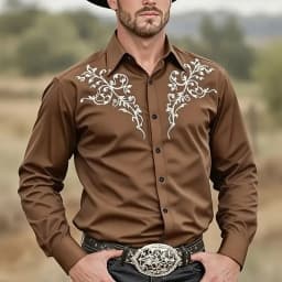 Men's Floral Print Ethnic Scrollwork Shirt Western Shirt Cowboy Shirt Long Sleeve Vintage Retro Outdoor Vacation Spring Fall