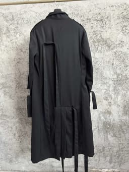 TOP-YAMAMOTO Japanese retro suit trench coat, lapel single-breasted mid-length classic coat for men
