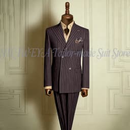 Classic Men's Stripe Suits Slim Fit Formal Tuxedos Double Breasted Groom Wear For Wedding Peaked Lapel Customize Jacket+Pants
