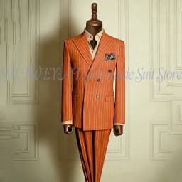 Classic Men's Stripe Suits Slim Fit Formal Tuxedos Double Breasted Groom Wear For Wedding Peaked Lapel Customize Jacket+Pants