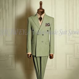 Classic Men's Stripe Suits Slim Fit Formal Tuxedos Double Breasted Groom Wear For Wedding Peaked Lapel Customize Jacket+Pants