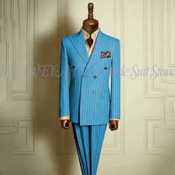 Classic Men's Stripe Suits Slim Fit Formal Tuxedos Double Breasted Groom Wear For Wedding Peaked Lapel Customize Jacket+Pants