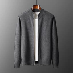 Classy Man 100% Merino Wool Sweater & Trousers Set Autumn Winter Thick Warm Zipper Cardigan Jacket Wide Leg Pants Two Pieces Set