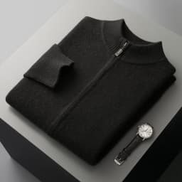 Classy Man 100% Merino Wool Sweater & Trousers Set Autumn Winter Thick Warm Zipper Cardigan Jacket Wide Leg Pants Two Pieces Set