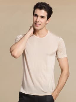 SuyaDream Men T shirt 100%Natural Silk O neck Short Sleeved Chic Solid Tee 2026 New Spring Summer Top White