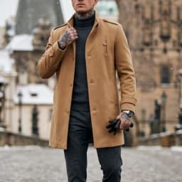 New Winter Men's Epauletted Trench Coat Business Casual Long Jacket Blazer-Style Commuter-Friendly Daily Outerwear [Modern Fit]