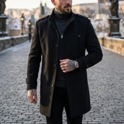 New Winter Men's Epauletted Trench Coat Business Casual Long Jacket Blazer-Style Commuter-Friendly Daily Outerwear [Modern Fit]