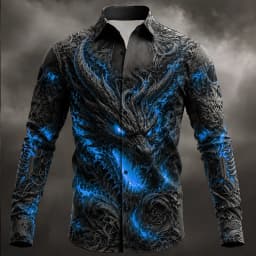 Halloween Men's Dragon Casual Shirt Long Sleeve Horror Dark Casual Streetwear Carnival Spring Fall Turndown Button Up shirt