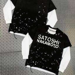Satoshi Nakamoto T-shirt Long Sleeve Men's Women's Street Ripped Loose Washed Hip Hop Letter Print Tshirts 2 Pieces Wear