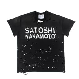 Satoshi Nakamoto T-shirt Long Sleeve Men's Women's Street Ripped Loose Washed Hip Hop Letter Print Tshirts 2 Pieces Wear