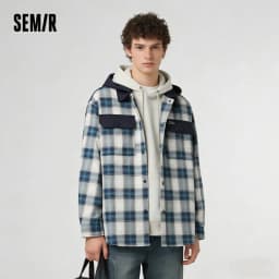 Semir Men Jacket Plaid 2026 Detachable Hooded Outdoor Urban Casual Everyday Style Soft Comfortable Daily Wear Trendy