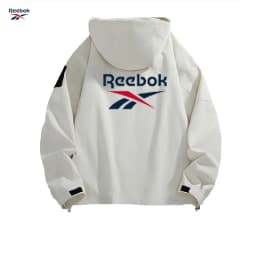 Reebok Men's Hooded Jacket, Black Waterproof Sliding Windproof Coat, Multi-Zip Design Camping Loose-Fitting Softshell Hiking Jac