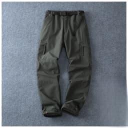 Men Fleece Lined Cargo Pants Winter Outdoor Loose Straight Softshell Hiking Pants Autumn Winter Thick Windproof Snow Trousers