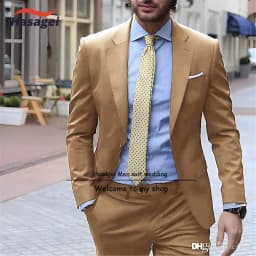 Navy Elegant Men's Suit Business Formal Work Wear Slim Fit Pants Jacket 2 Piece Set Groom Wedding Tuxedo