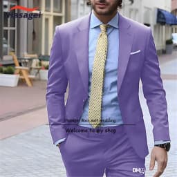 Navy Elegant Men's Suit Business Formal Work Wear Slim Fit Pants Jacket 2 Piece Set Groom Wedding Tuxedo