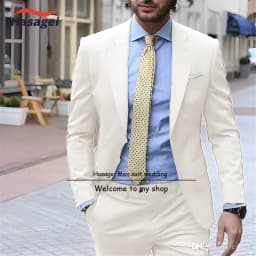 Navy Elegant Men's Suit Business Formal Work Wear Slim Fit Pants Jacket 2 Piece Set Groom Wedding Tuxedo