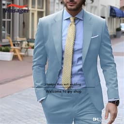 Navy Elegant Men's Suit Business Formal Work Wear Slim Fit Pants Jacket 2 Piece Set Groom Wedding Tuxedo