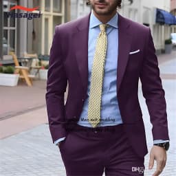 Navy Elegant Men's Suit Business Formal Work Wear Slim Fit Pants Jacket 2 Piece Set Groom Wedding Tuxedo