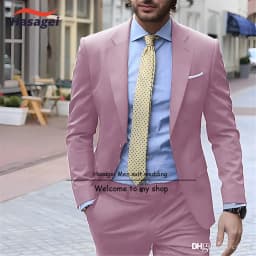 Navy Elegant Men's Suit Business Formal Work Wear Slim Fit Pants Jacket 2 Piece Set Groom Wedding Tuxedo